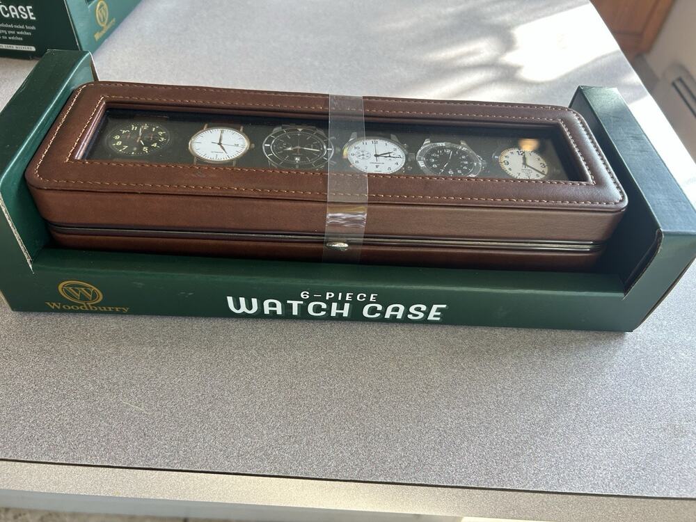New Woodbury 6 Pc Watch Set Case Leather
